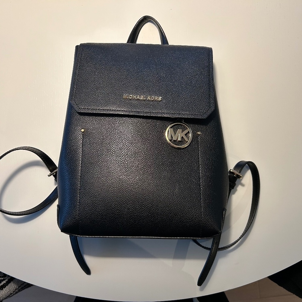 Michael Kors Black Leather Backpack with Adjustable Straps